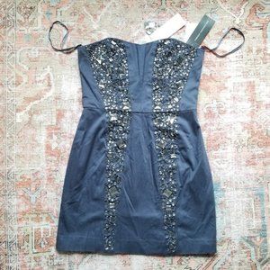 French Connection Rhinestone strapless cocktail dress